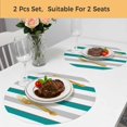 thumbnail image 5 of Teal Grey Striped Round 15 Inch Placemats Set of 2, Geometric Vertical Stripes Minimalist HeatResistant Non Slip Place Mats for Dining Table, Wipeable Braided Kitchen Table Mats for Housewarming, 5 of 9
