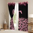 thumbnail image 3 of Erosebridal Initial Alphabet T Curtains Pack of 2 (42x84 Each),Wild Cheetah Print Kids Pink Bowknot Curtains Blackout For Leopard Lovers, 3 of 7