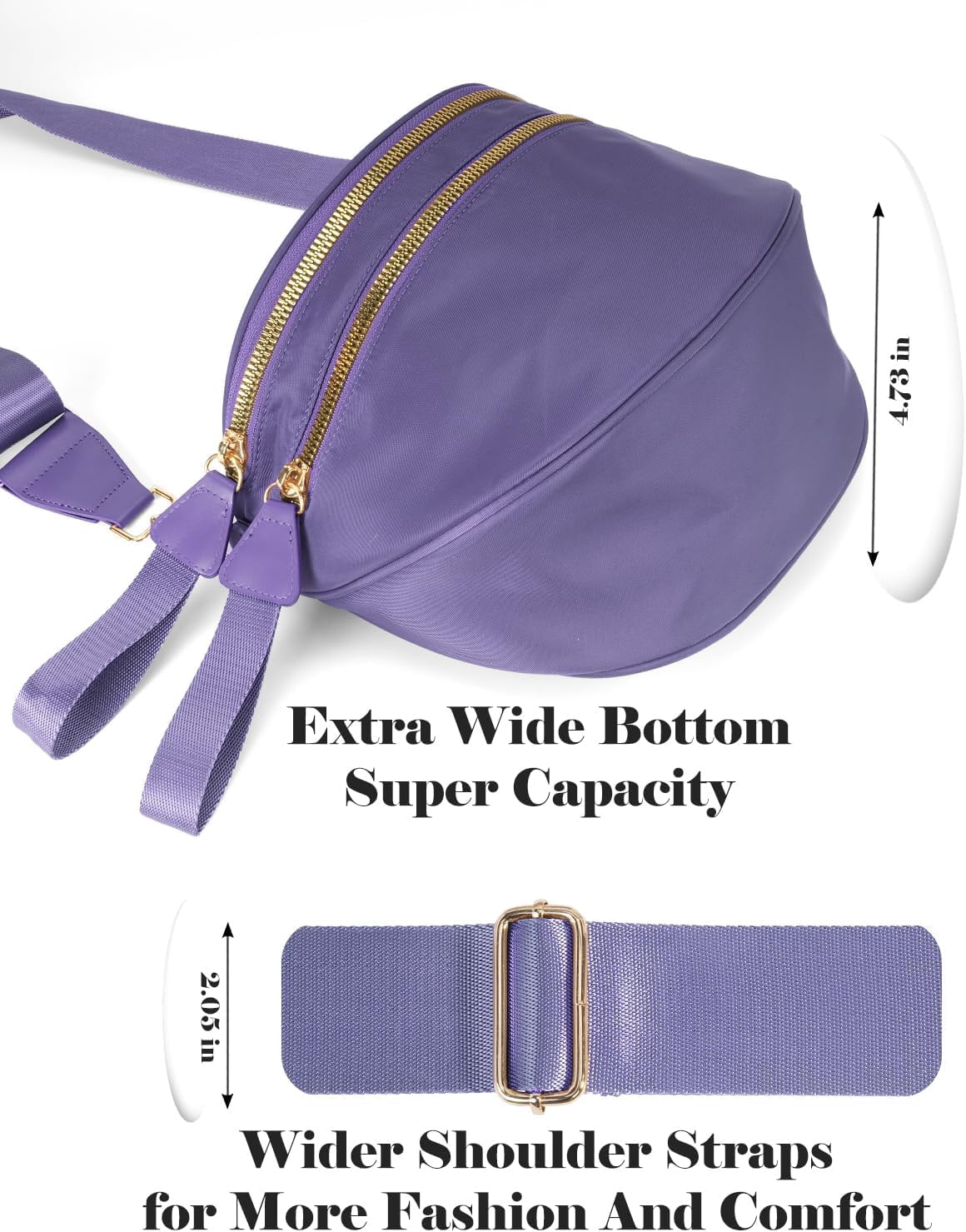 Kwuty Pure Colour Crossbody Bag Bum Bag for Women,Spacious Purse Fanny Packs Belt Bag,Oversized Bum Bag (Colour Bum Bag-Beige)
