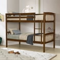 thumbnail image 3 of Linon Elinda Wood Twin over Twin Bunk Bed with Built-In Ladder, Oak, 3 of 15