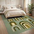 thumbnail image 3 of ODIKA 8'x10' Ultra-Soft Area Rug, Sage Throw Contemporary Geometric Arch Stacked Portal Entryway None Washable, Bare feet friendly, Silk-Touch for Bedroom, Under Sectional, 3 of 7