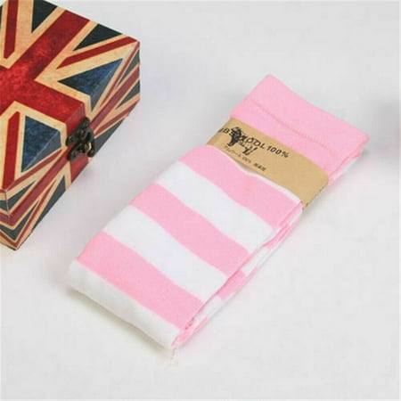 

Women Cute Winter Warm Girl Over Knees Socks Sheer Striped Thigh High Stocking Pink & White