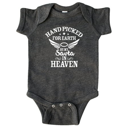 

Inktastic Handpicked for Earth By My Savta in Heaven with Angel Wings Gift Baby Boy or Baby Girl Bodysuit