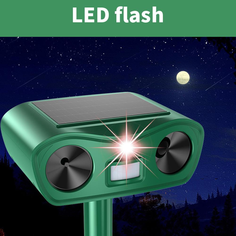 Solar Ultraso-nic Animal Repe-ller, USB Rechargeable Outdoor Deterrent for Dogs & Cats