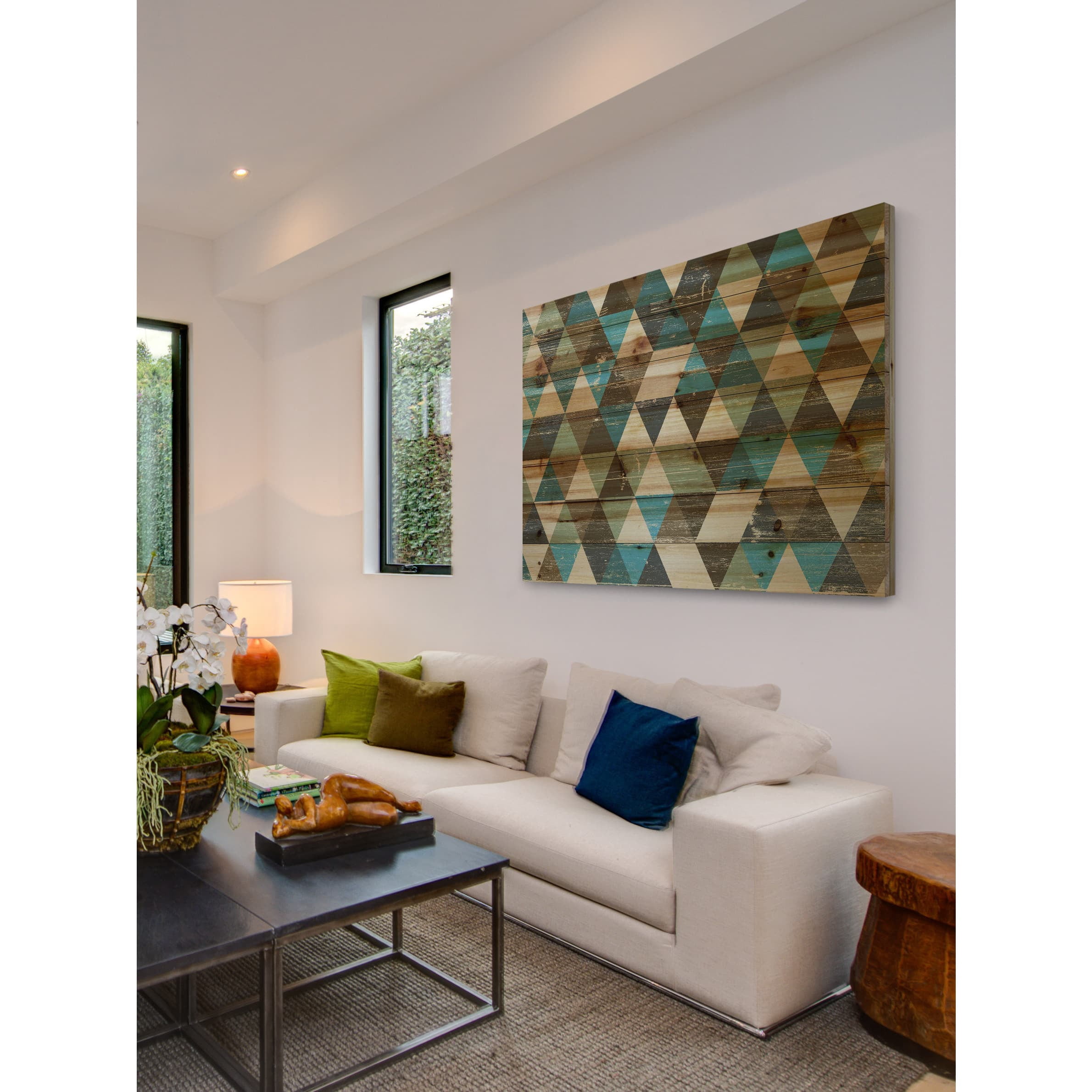 Marmont Hill - "Tans and Blues" Painting Print on Natural Pine Wood