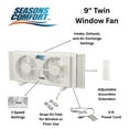 thumbnail image 6 of Seasons Comfort 9 Inch Twin Window Fan, 2 Speed, Portable, Indoor Use - FWT9, 6 of 10