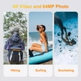 thumbnail image 5 of SEREE 4K 64MP 33FT UHD Underwater Camera for Snorkeling Dual-Screen Compact Waterproof Dustproof Floatable Autofocus Camera with 32GB Card Yellow, 5 of 8