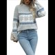 thumbnail image 2 of Suéteres Casuales de Punto con Estampado de Leopardo para Mujer, Suéteres de Larga con Cuello Redondo Gris XL, 2 of 10