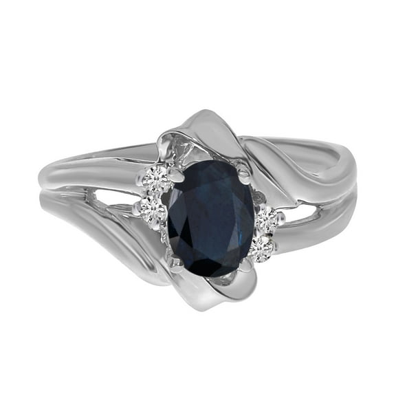 14k White Gold Sapphire And Diamond Ring