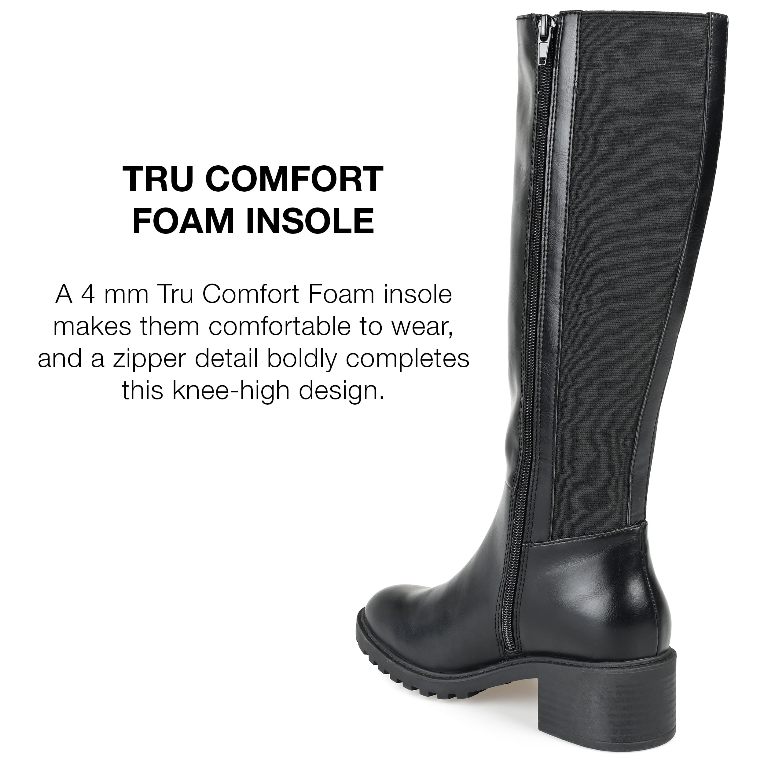 Journee Collection Womens Morgaan Tru Comfort Foam Wide Calf Stacked Heel Knee High Boots