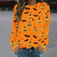 thumbnail image 2 of FDGIU 2025 Halloween Shirts Women Crewneck, Cute Ghost Pumpkin Graphic Casual Long Sleeve Tops, Loose Fit Pullover for Autumn Parties, 2 of 5