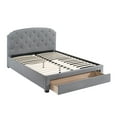 thumbnail image 2 of Full Size Bed Frame with Storage Drawers, Modern Burlap Fabric Platform Bed with Headboard, Button Tufted Bed Frame with Wood Slat Support, No Box Spring Needed(Light Gray, Full), 2 of 5