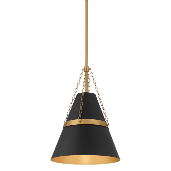 Minka Lavery 3933 Springfield 12" Wide Pendant - Dark Matte Black / Legacy Brass