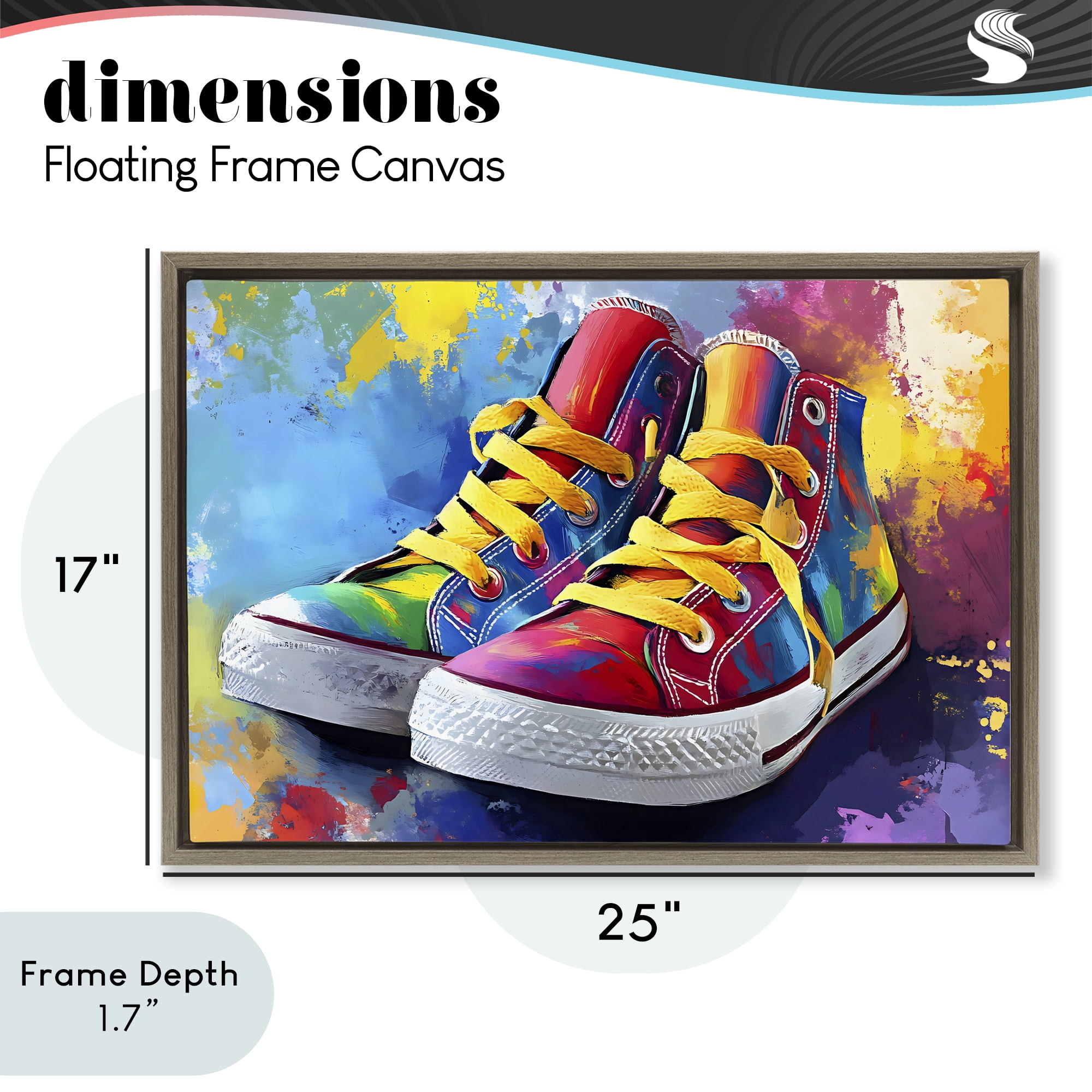 Stupell Industries High Tops with Yellow Laces Brown Framed Floater Canvas Wall Art, design by Creative Studio