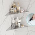 thumbnail image 3 of 10" Brushed Corner Wall Shelf Set of 2, Floating Corner Shelves for Wall, 304 Stainless Steel Shower Storage Shelves for Bathroom, No Drilling, 3 of 17