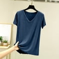 thumbnail image 2 of UAMVSH Womens Pajama Tops Ruffle Short Sleeve Sleep Shirts Casual Comfy V Neck T-Shirt Soft Loungewear Summer Outfits, 2 of 5