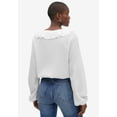 thumbnail image 2 of ellos Women's Plus Size Knit Top With Ruffled V-Neck - 18/20, Raspberry Sorbet, 2 of 2