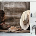 thumbnail image 5 of Rustic Barn Door Shower Curtain Sets with Non-Slip Rug Set Farmhouse Country Western Wooden Saloon Bathroom Curtain and Bath Mat, 5 of 5