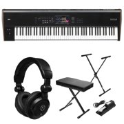Korg Nautilus 88-Key Performance Synth/Workstation Keyboard Bundle with H&A Studio Monitor Headphones, Stand, Sustain Pedal