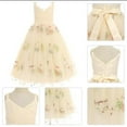 thumbnail image 3 of Robes pour Filles Robe Sans Manches avec Broderie de Fleurs Robe de Princesse d'Anniversaire en Dentelle Beige 6 Ans-8 Ans, 3 of 5