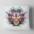 thumbnail image 2 of Designart Colorful Tiger in Glasses - Animal Throw Pillow - 16x16, 2 of 5