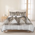 thumbnail image 3 of Quilts Twin XL Size Bedding Set, Merry Christmas Lightweight Quilted Comforter, Xmas Trees Snowflake Snowy Wooden Brown Soft Reversible Bedspread Coverlet with Pillow Covers for All Season, 68" x 98", 3 of 9