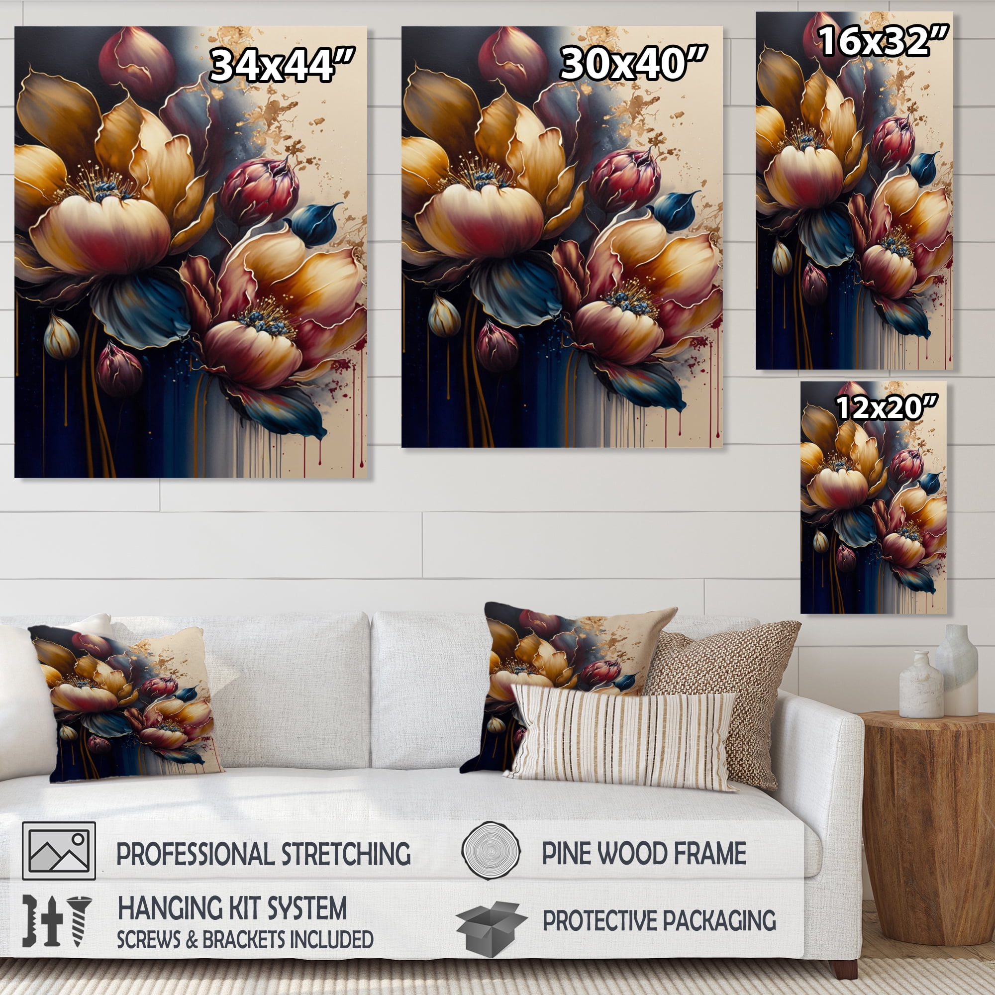 Designart Night Shade Tulip Design I Canvas Wall Art