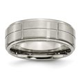 thumbnail image 1 of 8 mm Titanium Grooved Ridged Edge Satin & Polished Band, Size 11.5, 1 of 1