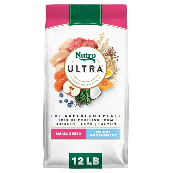 Nutro Ultra Adult Weight Management Small Breed Dry Dog Food, Chicken, Lamb and Salmon, 12 lb Bag