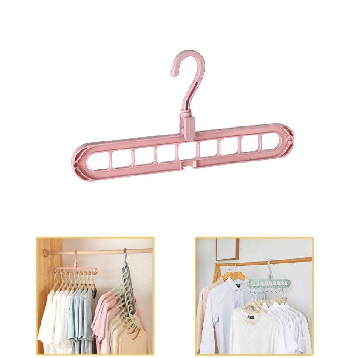 4pcs Plastic Space Saving Clothes Hangers, With 5 Slots Stackable