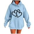 thumbnail image 3 of Fartey Oversized Heart Graphic Hoodies for Women Loose Casual Long Sleeve Drawstring Hooded Sweatshirt Fashion Fall Winter Fleece Pullover Tops with Pockets Light Blue 2XL, 3 of 5