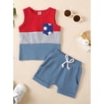 thumbnail image 2 of Coduop Toddler Boys Summer Outfit Set Sleeveless Contrast Color Tops and Shorts 2Pcs Clothes, 2 of 9