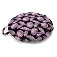 thumbnail image 1 of Retro Round Floor Cushion with Handle, Abstract Continuous Pattern of Wild Flowers in Gradients Tones, Decorative Pillow for Living Room & Dorms, 18" Round, Black Fuchsia and Pale Mauve, by Ambesonne, 1 of 4