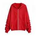 thumbnail image 4 of Little Girls Pullover Hoodie Sweatshirt Solid Color with Front Pocket Pullovers Tops Size 8-9T,Red, 4 of 5