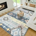 thumbnail image 3 of Ultrug Boho Area Rug Modern Geometric Soft Non Slip Rugs Indoor Floor Carpet for Living Room Bedroom Home Decor,6'x9',Blue, 3 of 7