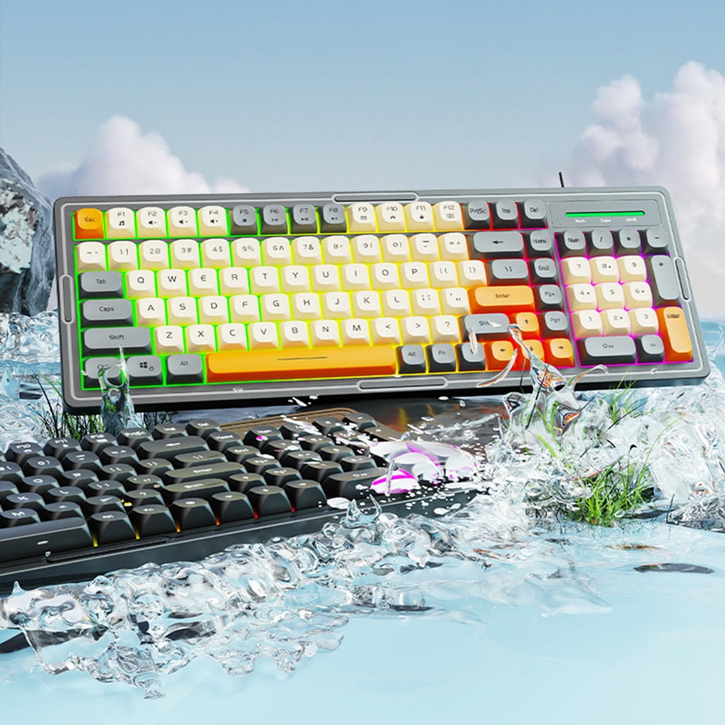 Color Backlit Computer Keyboard Mechanical Feel Responsive Lightweight and Splashproof Design for Work and Gaming