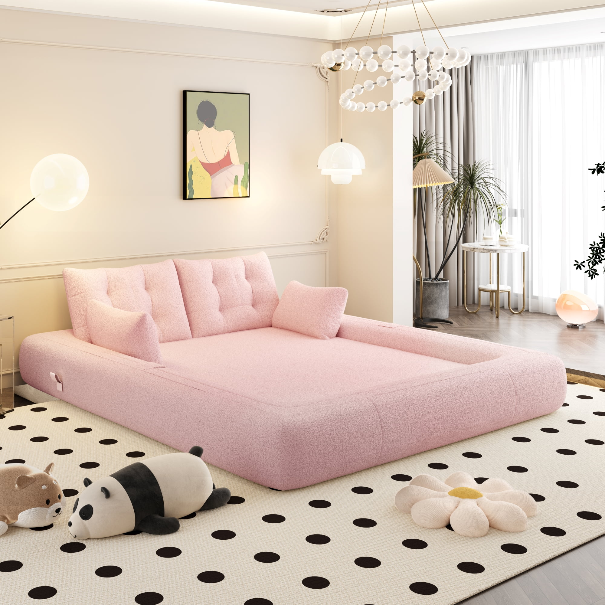 NYBOPAVIS 79" Futon Convertible Sofa Bed, Oversized Lazy Sofa Bed, Foldable Floor Sofa Couch for Living Room