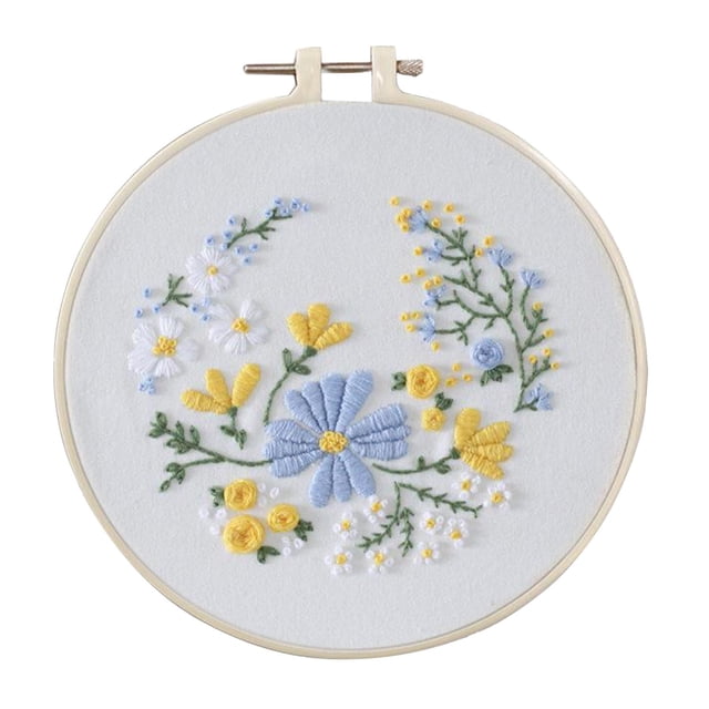 Kit de inicio de bordado de bricolaje con aros Kit de punto de cruz de flores para adultos principiantes, que incluye aros de bordado, tela, de Flor1 Baoblaze Kits de punto de cruz
