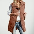 thumbnail image 2 of FUZHIQ Long Puffer Vests for Women Puffer Vest Lightweight Sleeveless Warm Button Full Zip Up Fall Winter Coat Outerwear Puffer Vests Hooded Coffee, 2 of 5