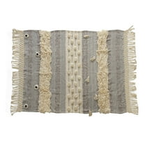 LR Home Gray/Beige Textured Striped Cotton Throw Blanket, 50" x 60"