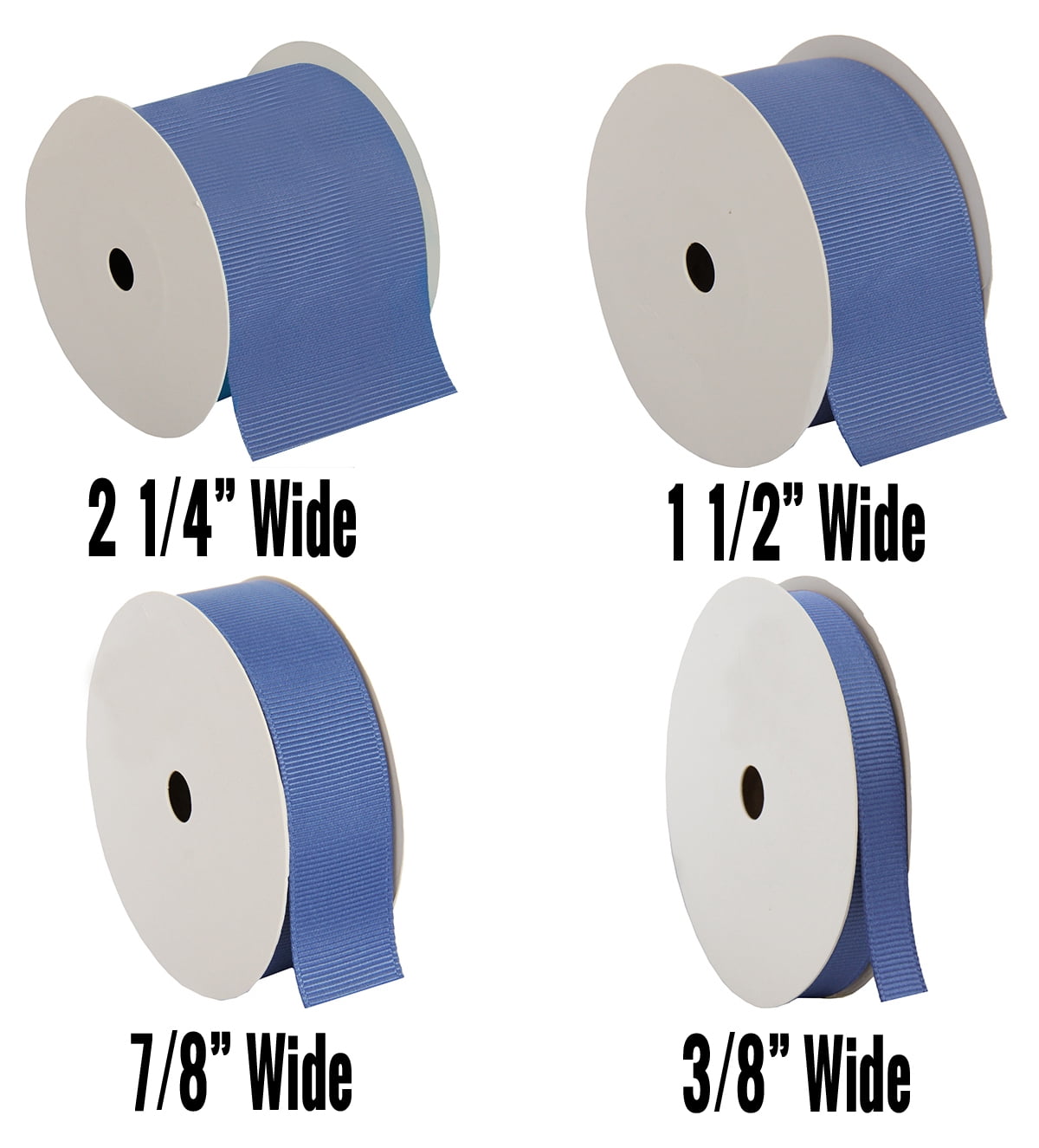 3 Pack Threadart Grosgrain Ribbon Rolls - 10 yd rolls - 4 Widths 25 Colors - Solid Colors Ribbed Pattern - For Bows, Decorations, Hair Clips, and More - 2 1/4" (2.25") width - Blue 363