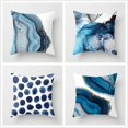 thumbnail image 3 of Pillow Covers Set of 4 Navy Blue Couch Pillows,The pattern is single-sided printing, Watercolor Dots Marble Sea Crystal Texture Pattern Cushion Covers Home Decorative 18X18 Inch, 3 of 7