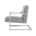 thumbnail image 4 of Finn Light Grey/Chrome PU Leather Accent Chair - Square Arm, Stainless Steel Frame, 4 of 10