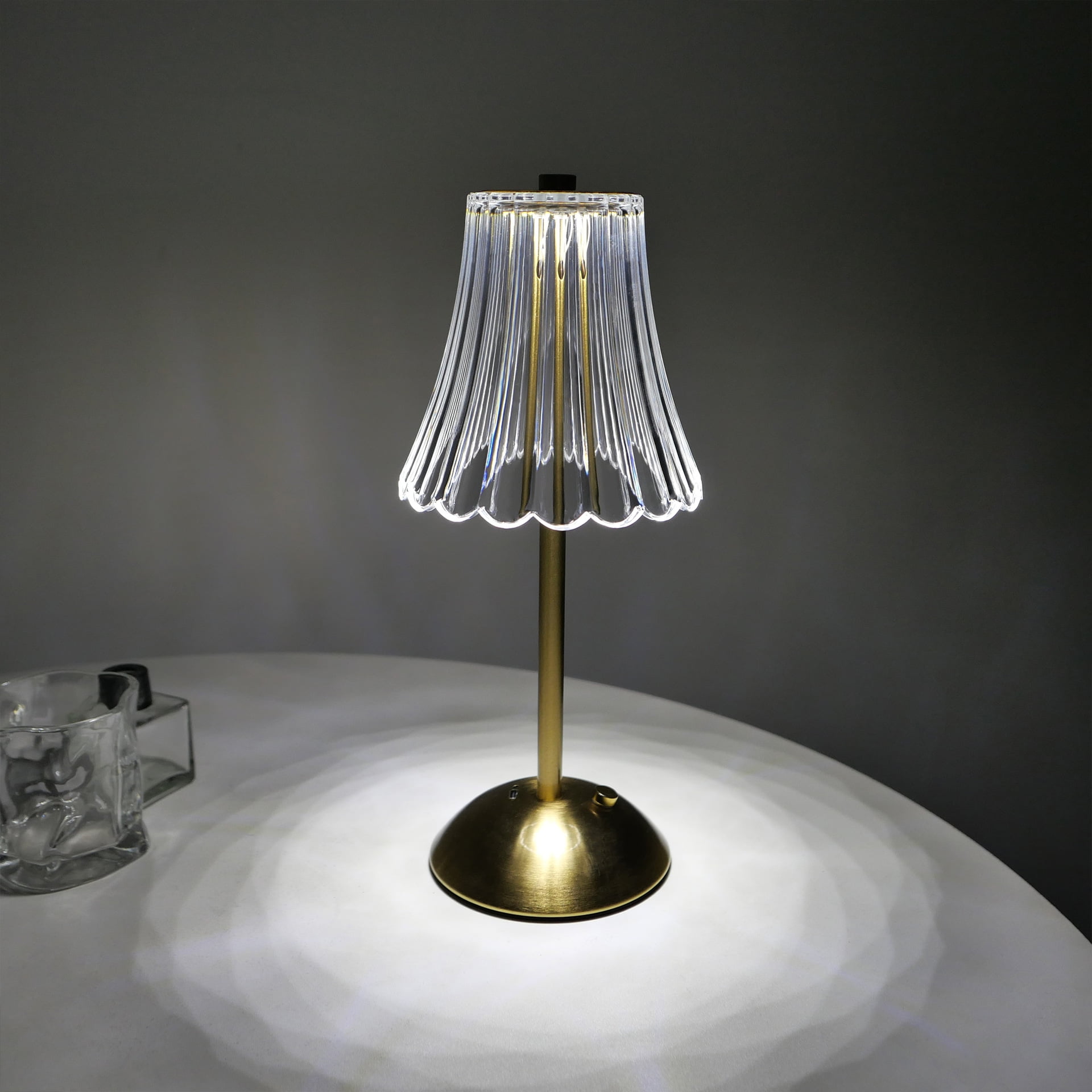 LED Portable Cordless Gold Table Lamp Touch Battery Operated Rechargeable Desk Lamp 3 Color Dimmable for Bedroom Living Room Dining
