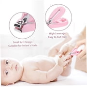 Baby Nail Kit 4-in-1 Baby Nail Care Tool Set Safe Baby Manicure Set Includes Baby Nail Clippers, Scissor, Nail File and Tweezer Baby Grooming Kit for Newborn Infant Toddler (Pink)
