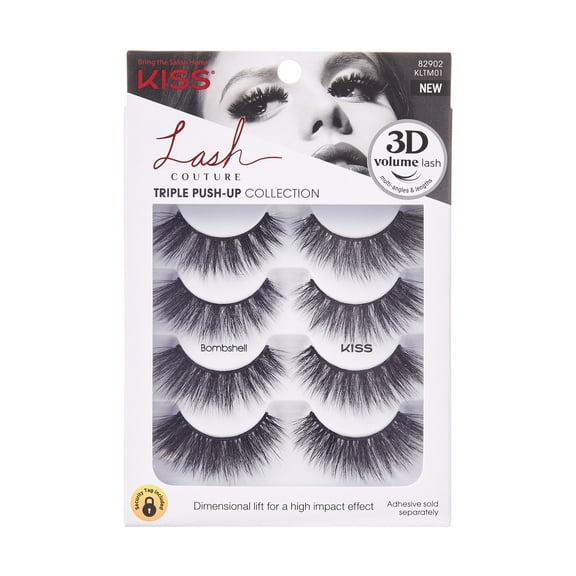 KISS Lash Couture Triple Push-Up False Eyelashes, 'Bombshell', 4 Pairs Strip Lashes