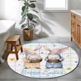 thumbnail image 4 of Watercolor Easter Round Rug 3.3ft Washable Circle Entryway Rugs Non Slip Cute Gnomes Eggs Flowers Colorful Grid Area Rug Indoor Floor Carpet for Bedroom Kitchen Living Room Home Office Dining Room, 4 of 8