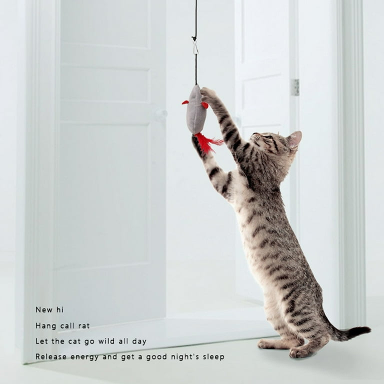 cat toys for bored indoor cats cat birthday dog entertainment toys for home alone Hang A Vocal Mice Plush Cat Toy Called Hi Tease Stick Walmart