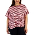 thumbnail image 1 of Anne Klein Womens Printed Knit Blouse, darkpink, Plus Size, 3X, 1 of 1