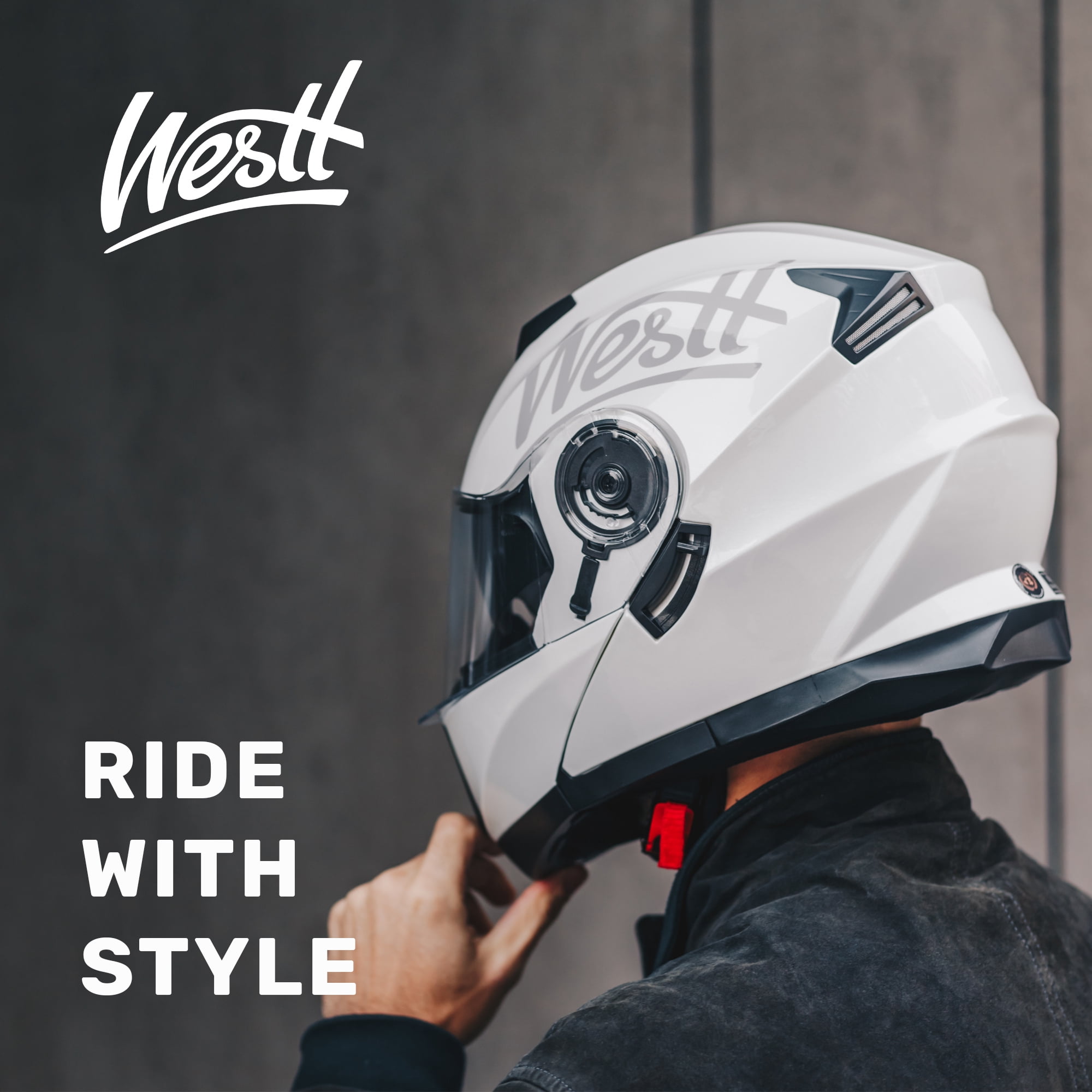 Westt Open Face Motorcycle Helmet - Motocross Helmet Liftable Chin & Dual Visor - ATV Helmets for Adults Motorcycle DOT Approved(M/White Torque X)